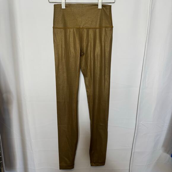 Lululemon High Rise Gold Metallic Leggings Size 4 Shiny Yoga Pants - Picture 2 of 7